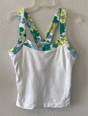 Sutiã regata feminina cauda branca verde floral alças prateleira tamanho pequeno tênis nova com etiquetas - Imagem 1 de 4