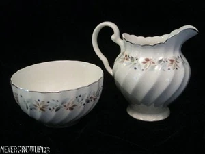 JOHNSON BROS~SNOW WHITE REGENCY BROWN~TEAL LEAF SUGAR BOWL~CREAMER~IRONSTONE~HTF - Picture 1 of 8