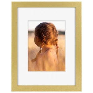 9x12 Bilderrahmen mit Passepartout für 6x8 HD Glas Wandhalterung Gold - Bild 1 von 7