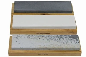 Arkansas Sharpening Stone Set - Wood Mounted 8" 8 inch - Picture 1 of 8
