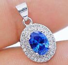 2Ct Blue Topaz & White Topaz 925 Solid Sterling Silver Pendant Jewelry