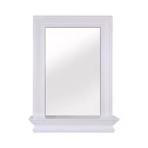 Teamson Home Stratford Wooden Wall Mirror with Storage Shelf, White - Picture 1 of 9