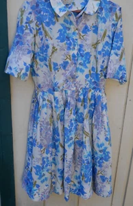 VINTAGE 70'S WOMEN'S CLASSIC FLORAL PRINT HOUSE DRESS 3/4 SLEEVE SZ 13/14 LRG US - Picture 1 of 6