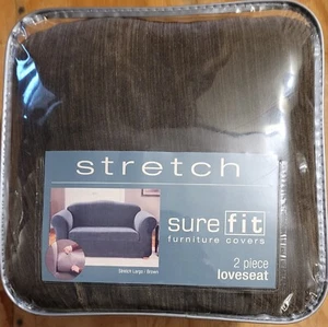 Sure Fit Stretch Largo Brown One Piece Sofa Slipcover  - Picture 1 of 3