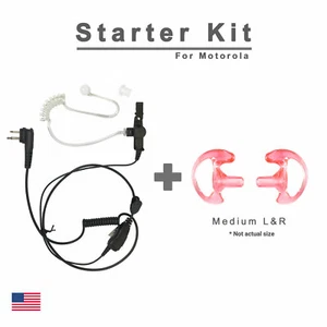 Walkie Talkie PTT Earpiece & Medium Earmolds for Motorola RDM2070D Mag One BPR40 - Picture 1 of 14