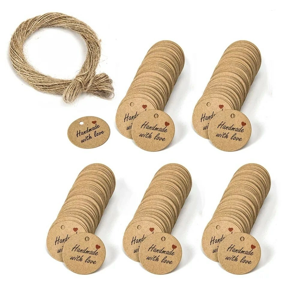 Juego de 50 piezas, etiquetas de regalo de papel artesanal boda fiesta favor suministros  Foto 1 de 2