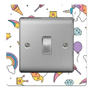 Interruptor de luz simple/enchufe placa de dedo acrílico envolvente arco iris unicornio sr33 - Imagen 1 de 1