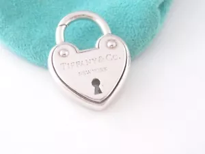 Auth TIFFANY & CO SILVER HEART ARC PADLOCK CHARM PENDANT POUCH INCLUDED - Picture 1 of 5