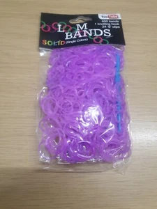 600 Loom Bands - eine Farbe LILA - 1 Knüpfhaken & 24 S Clips NUR £3,15 - Bild 1 von 12