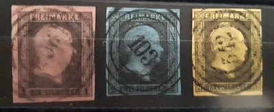 Timbres Prusse 1850 Frédéric Guillaume IV - n° 4,5,6 - Photo 1/2