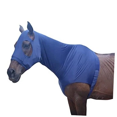 Capucha elástica para caballo con cremallera cara completa cuello cubierta () XL azul marino Foto 1 de 4
