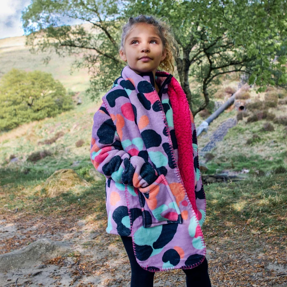 OHS Kids Pocket Scarf Leopard Gaming Fluffy Fleece Sherpa Thermal Winter Wrap