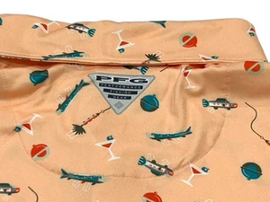NWT Columbia PFG SMALL Super Slack Tide Polo Light Coral Boozy Bobbers - Picture 1 of 10