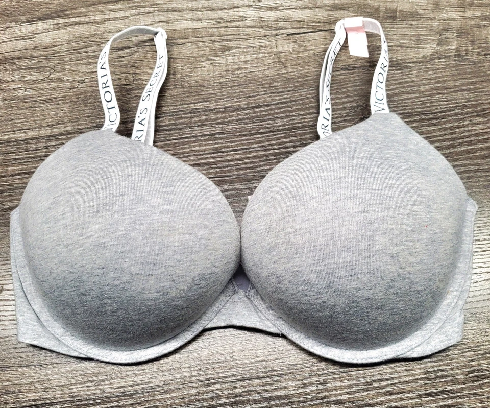 Victoria's Secret Bra T-shirt Plunge Push Up 34DD Gray Bombshell Padded NWT - Image 1 of 4