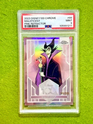 MALEFICENT Disney 100 PINK REFRACTOR #/399 PRIZM PSA 9 SP Card 2023 Topps Chrome - Image 1 of 4