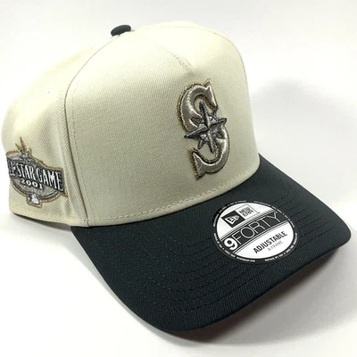 New Era Seattle Mariners Exclusive Cream Grey 9FORTY A-Frame Snapback Hat Cap - Image 1 of 4