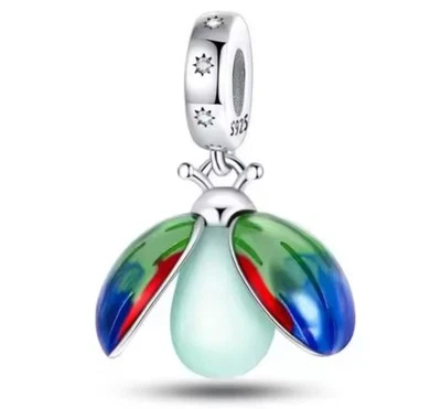 Adorable Sterling Silver 925 Luminous Bug Charm + FREE Bracelet UK. New - Image 1 of 4