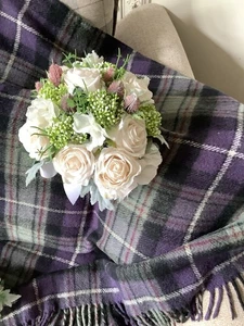 Cream Rose And Thistle Wedding Bouquet - Picture 1 of 4