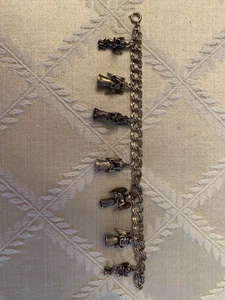 Antik Sterling Engel Armband 6 3/4 Zoll lang mit 7 Sterling Silber Engel - Bild 1 von 7