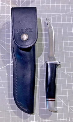 Vintage Buck 118 Fixed Blade Knife w Leather Sheath USA Made 3 Line no Date code - Image 1 of 4