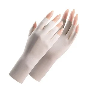 Women's Ice Silk Fingerless UV Gloves | Sunscreen Driving Hand Protector - Picture 1 of 18