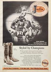Justin's Cowboy Boots Print Ad Ephemera Wall Decor Grand Marshall Marty Wood - Picture 1 of 1