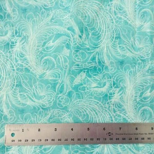 Fabric Cotton Bird Flourish Green Ivory Kate Ward Thacker 2.5 Yards X 44" Wide - Picture 1 of 1