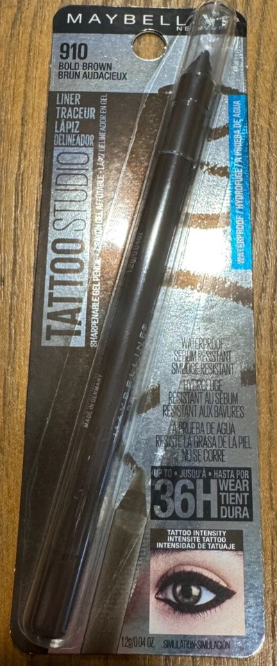 Maybelline Tattoostudio Waterproof Long Wearing Eyeliner Pencil Bold Brown