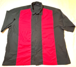 VTG Port Authority Bowling Shirt Men's Size 3-XL Red & Black Colorblock Y2K 90's - Picture 1 of 8