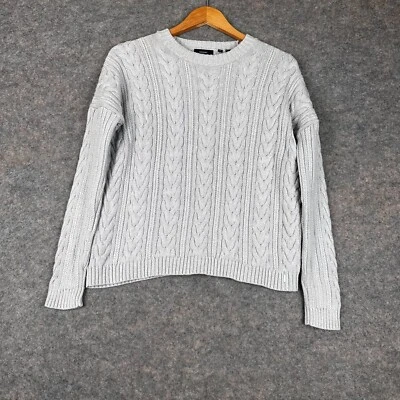 Super Dry Pullover Gray Cable Knit Sweater Women's Size 4 Casual Preppy - Image 1 of 4