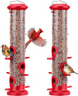 2 Pack Tube Bird Feeders for Outdoors Hanging, Premium Hard Plastic Bird Feeder 