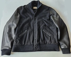 Dehen 1920 Varsity Wool and Leather Jacket, Black, Size 2XL - Picture 1 of 7
