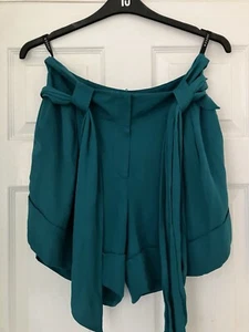 Jaeger Teal Silk Belted Shorts Sz 14 Worn Once - Picture 1 of 2