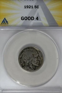 1921  .05   ANACS   G 4   Buffalo Nickel, Indian Nickel, 5 Cent Piece - Picture 1 of 2