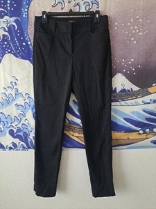 Ann Taylor Loft Wmn Sz 4T Black Circle Textured Marisa Flat Front Ankle Pants - Picture 1 of 5
