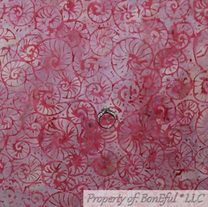 BonEful Fabric FQ Cotton Quilt Pink Tonal Batik Seashell Coral Reef Dot Mask USA - Picture 1 of 12