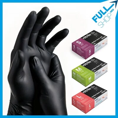 SANTEX 100 Guanti in nitrile neri medicali senza polvere monouso S/M/L - Senza talco