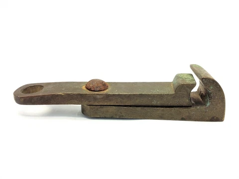 Antique Old Sliding Brass Metal Locker Padlock Latch Cover Part Hardware Cover