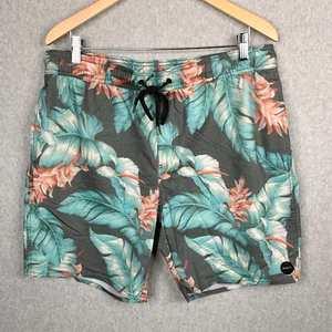 RVCA Board Shorts Mens XL Floral Hawaiian Elastic Waist Back Zip Pocket Beach - Picture 1 of 11