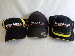 Menards Baseball Cap Lot of 3 Paul Menard 98 15 NASCAR Racing Black Yellow - Picture 1 of 10