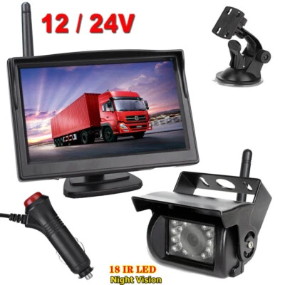 Wireless IR Backup Camera w/ 5" LCD HD Monitor Kit for Truck Bus Trailer RVs Van - Image 1 of 4