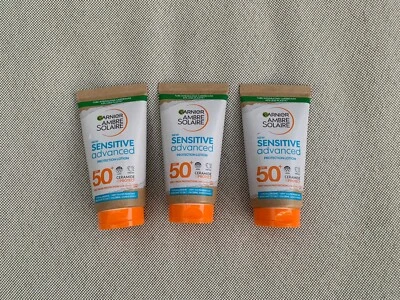 Garnier Ambre Solaire SPF50+ Sensitive Advanced Sun Lotion 150ml (3 x 50ml) - Image 1 of 2
