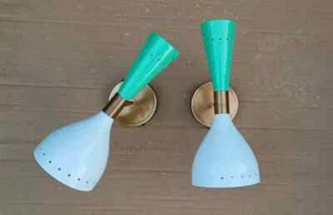 sconce pair, Mid Century Italian Wall Sconce Light Fixtures 2 - Picture 1 of 6