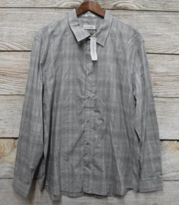 Calvin Klein Shirt Mens XLarge Grey Plaid Slim Fit Button Front Shirt New - Picture 1 of 3