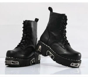Botines góticos para hombre punk plataforma con cordones cremallera otoño invierno motocicleta - Imagen 1 de 16