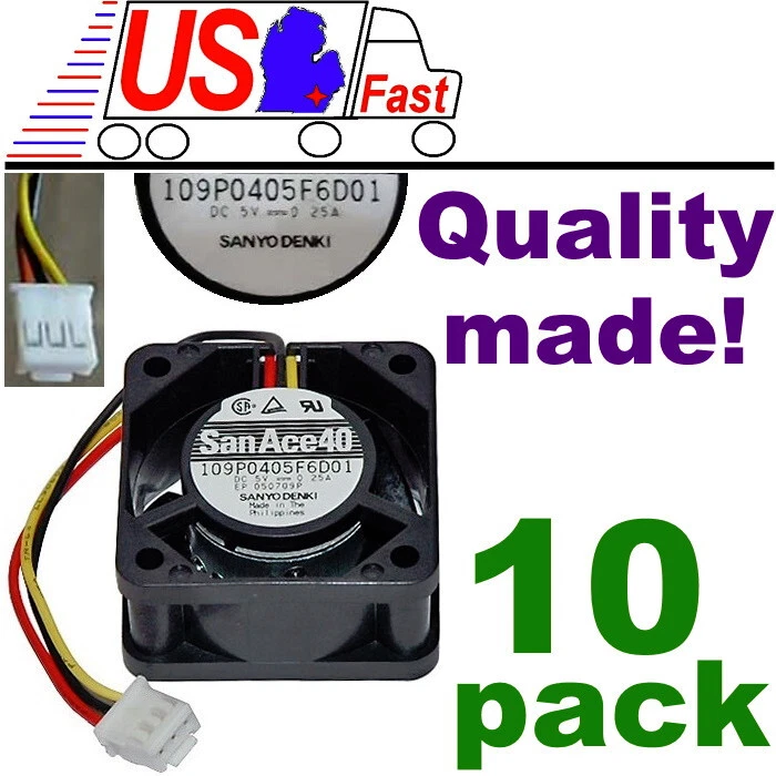 Lot10pk Ball Bearing 40mm*20mm 109P0405F6D01 5VDC/5V Fan/Cooler/Blower 3pin/Wire - Image 1 of 2