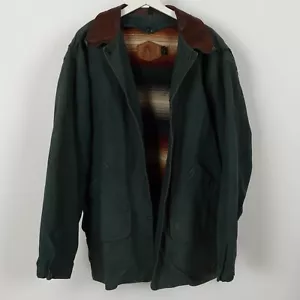 Vintage Woolrich Mens XL Barn Chore Jacket Wool Lined Leather Collar Canvas Coat - Picture 1 of 24