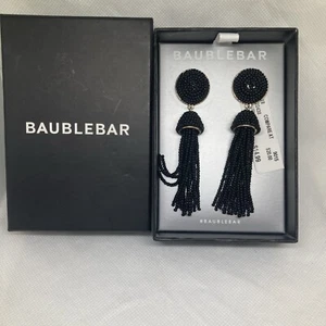 New Boxed Baublebar Black Long Dangling Beaded Earrings - Picture 1 of 4