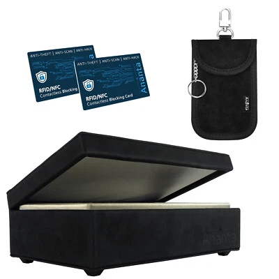 Ananta Faraday Box per Chiavi Auto, Grado Militare Segnale Bloccante Box/Borsa 2x RFID