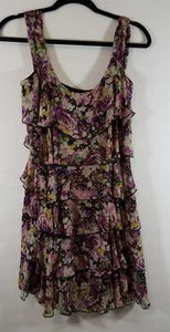 Suzi Chin for Maggy Boutique Sleeveless Tiered Ruffle Floral  Dress Size 4 - Picture 1 of 7